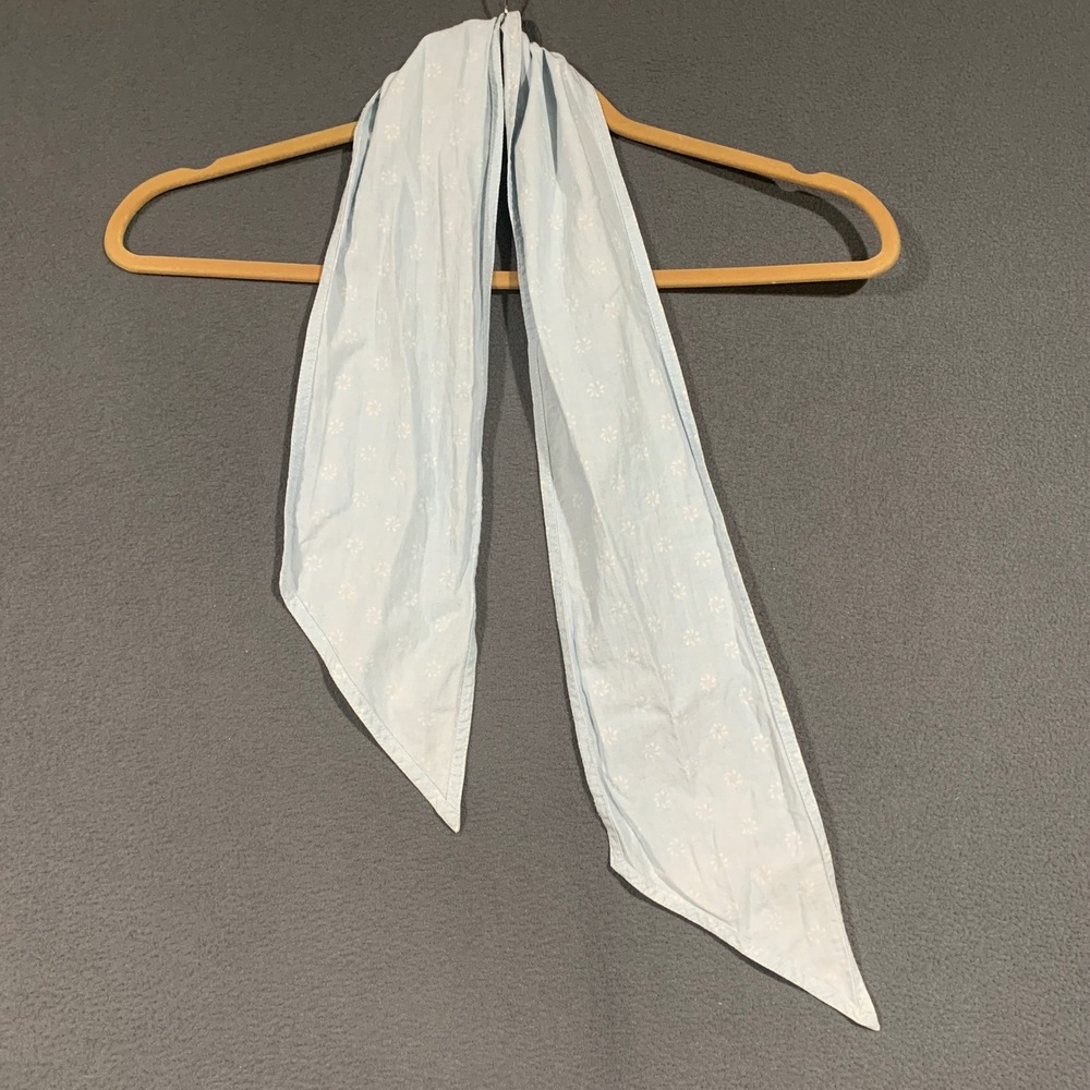 Unbranded Floral Skinny Scarf Women Light Blue Cotton Cottagecore Hair Tie